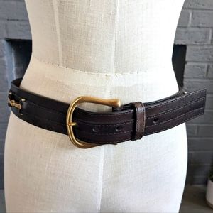 Ann Taylor Vintage Brown Leather Belt with Horsebit Accents Size Small